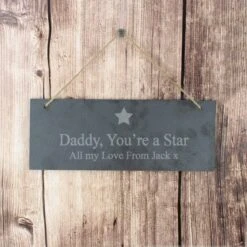 Personalised Star Motif Hanging Slate Plaque -Chic Household Items 30913869 alt02