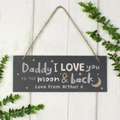 Personalised To The Moon And Back Hanging Slate Plaque
