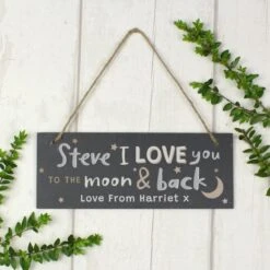 Personalised To The Moon And Back Hanging Slate Plaque -Chic Household Items 30913871 alt03