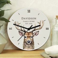 Personalised Watercolour Stag Wall Clock -Chic Household Items 30961271 alt02