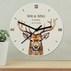 Personalised Watercolour Stag Wall Clock -Chic Household Items 30961271 alt03