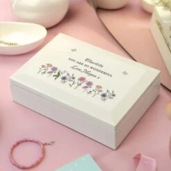 Personalised Wild Flowers Wooden Jewellery Box 9 Personalised Wild Flowers Wooden Jewellery Box -Chic Household Items 30985070 alt02