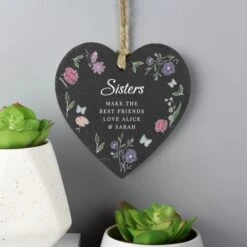 Personalised Wild Flowers Slate Heart -Chic Household Items 30985076 alt03