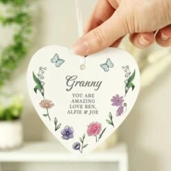 Personalised Wild Flowers Wooden Heart -Chic Household Items 30985079 alt02