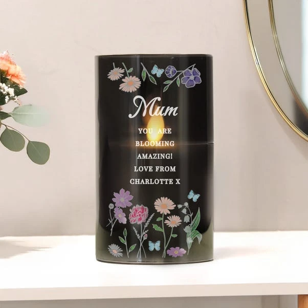 Personalised Wild Flowers Smoked Glass LED Candle 5 Personalised Wild Flowers Smoked Glass LED Candle - Image 3