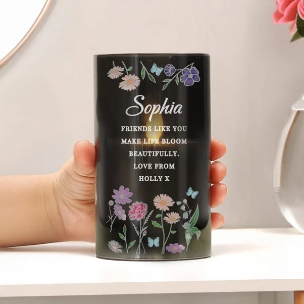 Personalised Wild Flowers Smoked Glass LED Candle 6 Personalised Wild Flowers Smoked Glass LED Candle - Image 4