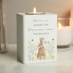 Personalised Spring Bunny Wooden Tealight Holder -Chic Household Items 30985086 alt02