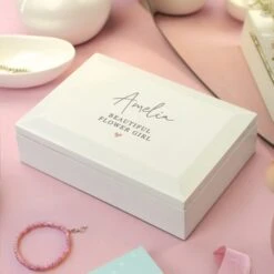 Personalised White Wooden Jewellery Box -Chic Household Items 30985087 alt03