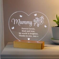Personalised Floral Heart LED Light Lamp