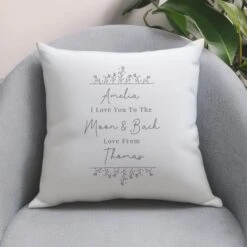 Personalised Grey Floral Square Cushion -Chic Household Items 30985126 alt02