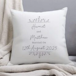 Personalised Grey Floral Square Cushion -Chic Household Items 30985126 alt03