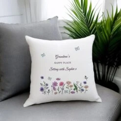 Personalised Wild Flowers Square Cushion -Chic Household Items 30985162 alt02
